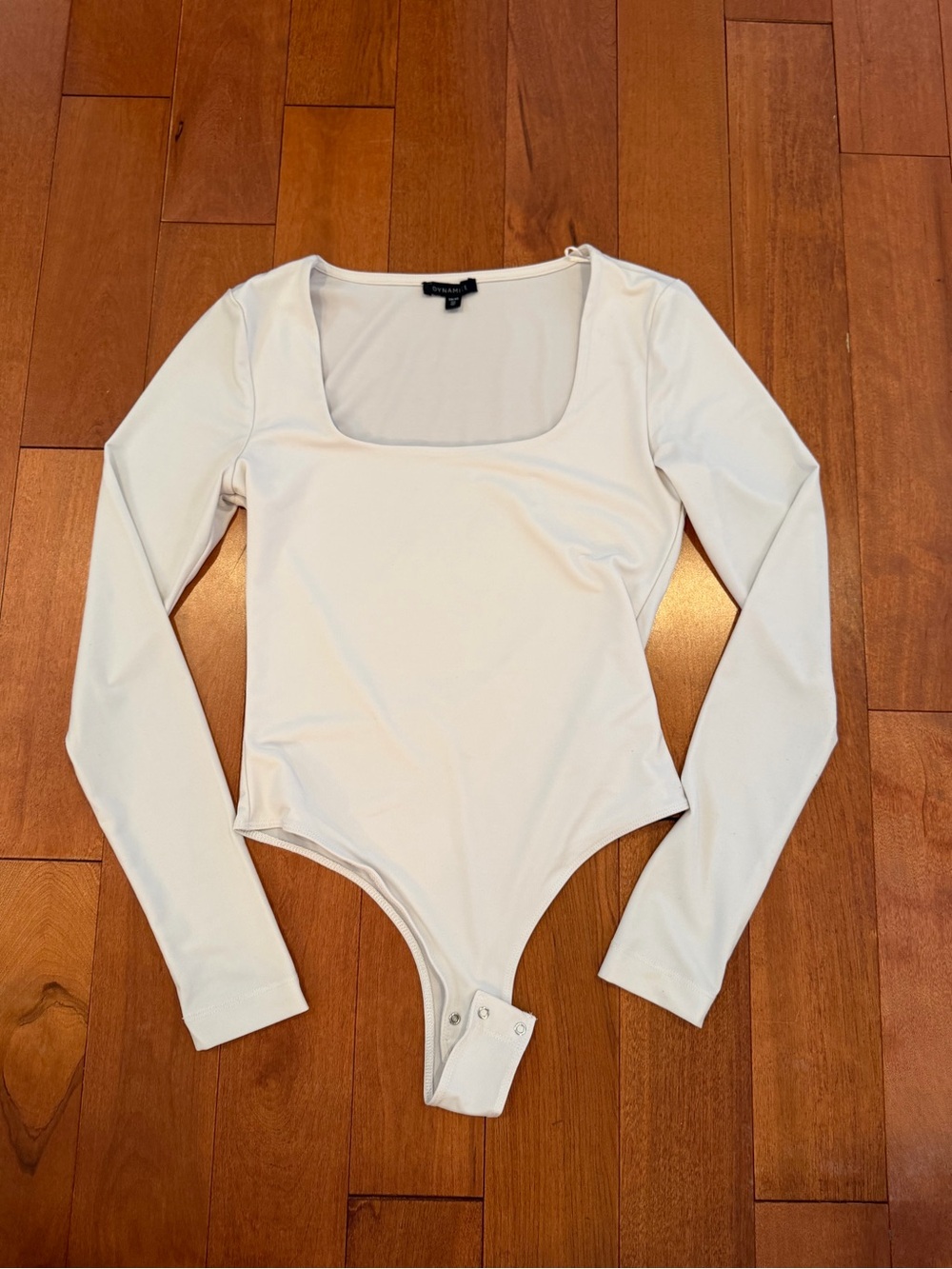 Dynamite White Square Neck Long Sleeve Bodysuit XS